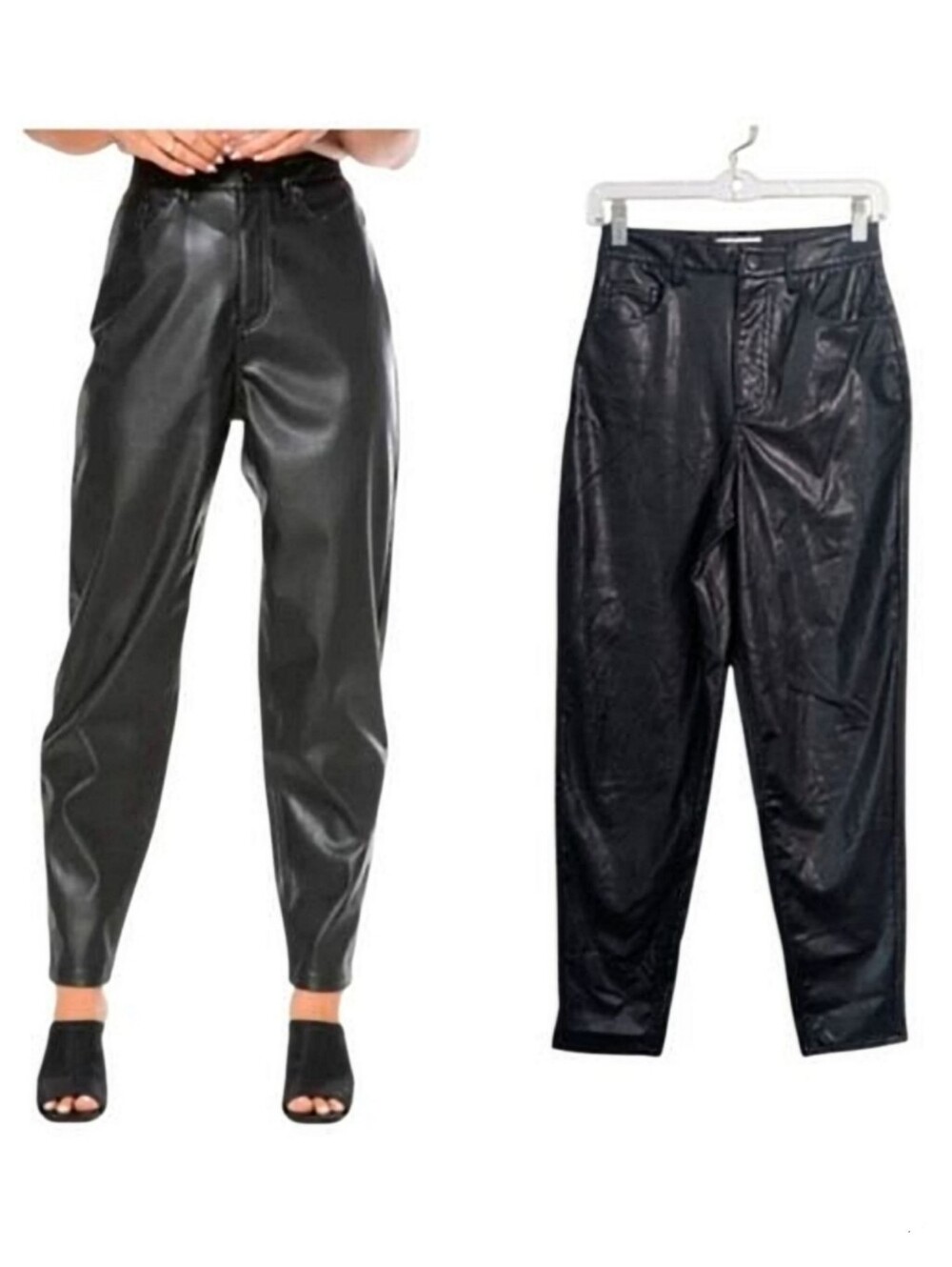 Juicy Couture Rodeo Barrel Black Faux Leather Ankle Pants Size 25 High Rise Moto